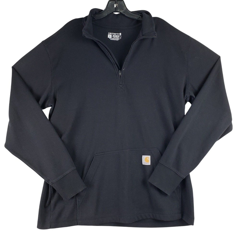 Carhartt 104428 Relaxed Fit Pullover Mens XL Black Workwear Utility Quarter Zip